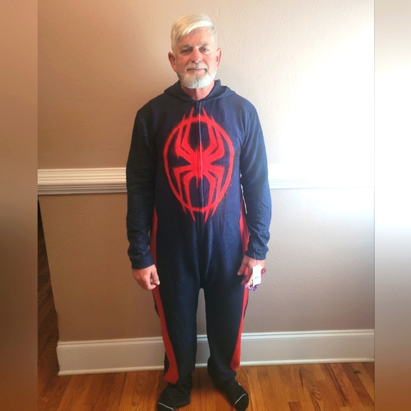 Spider-Man Miles Morales Men's Hooded Union Suit With Leg Hem Onesie - Picture 5 of 10